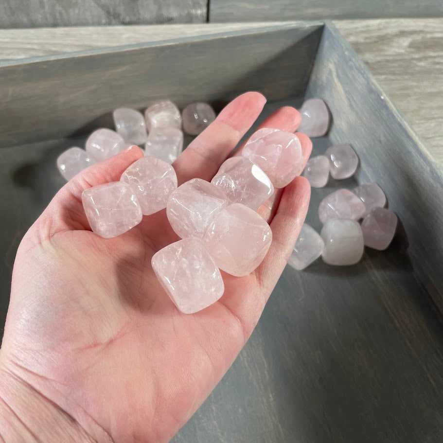 1LB Rose Quartz Tumbled Cubes - Bulk Healing Crystals for Resale