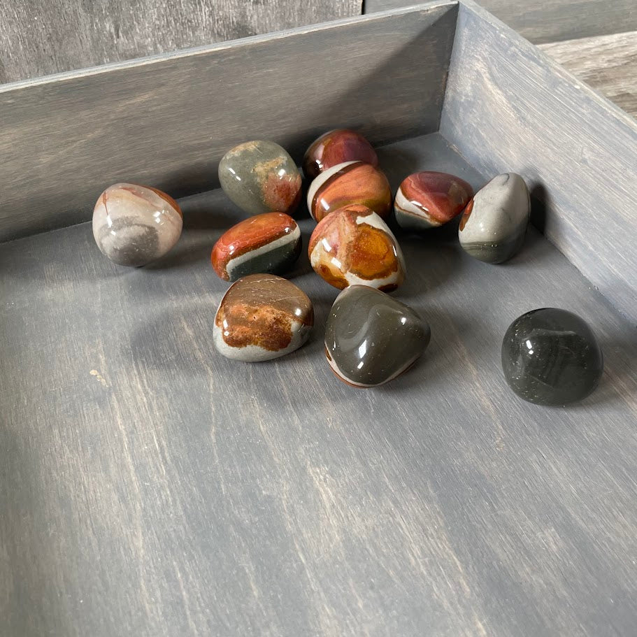 Polychrome Jasper gemstone tumbled stones in earthy tones