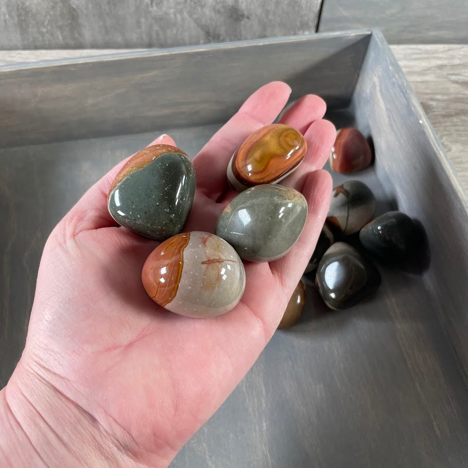 Bulk Polychrome Jasper tumbled crystals for resale