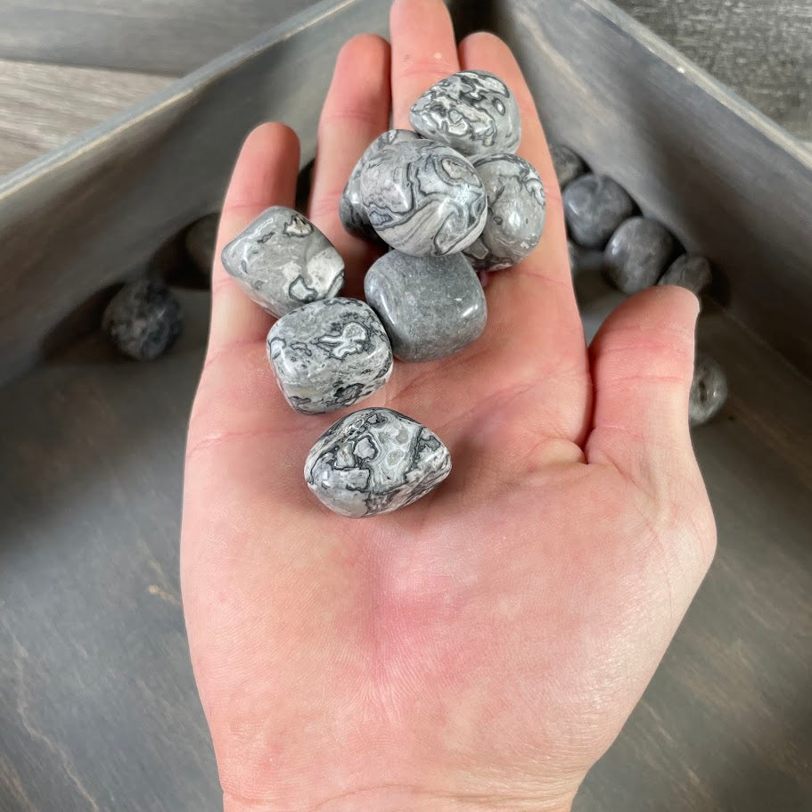 Bulk Silver Leaf Jasper polished crystals for retail shops