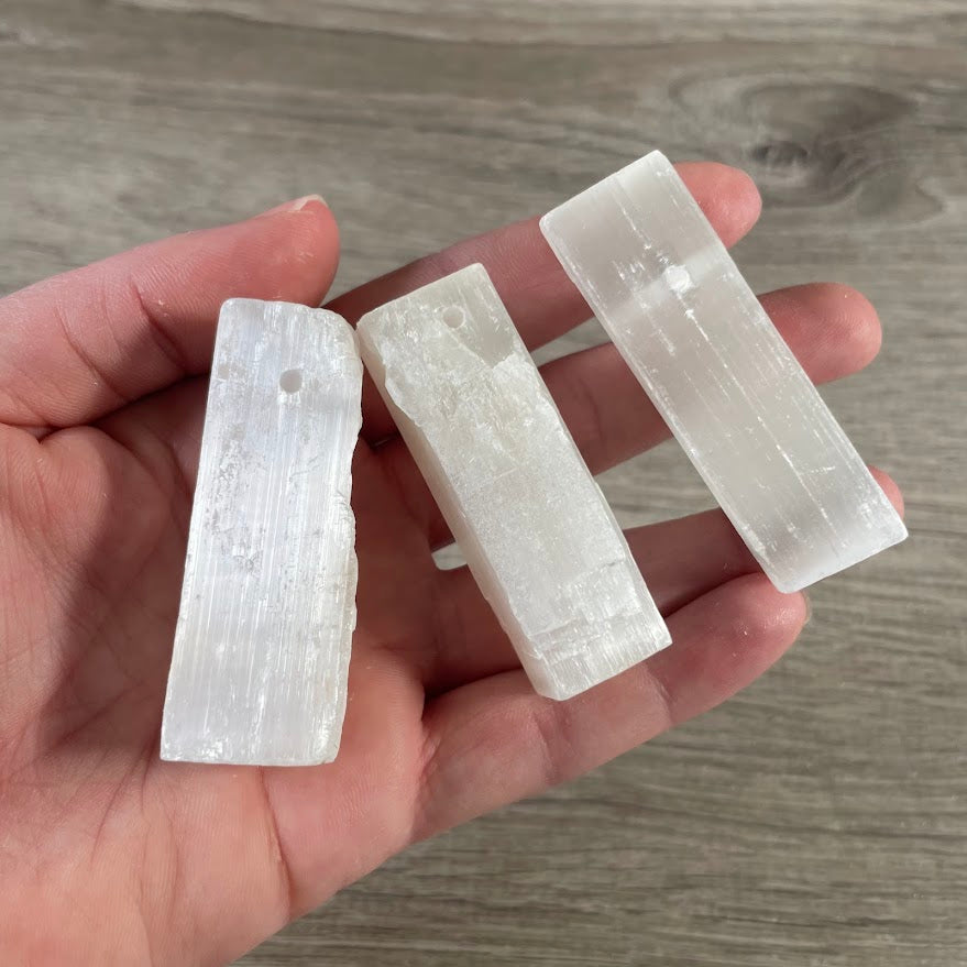 selenite raw pendants bulk