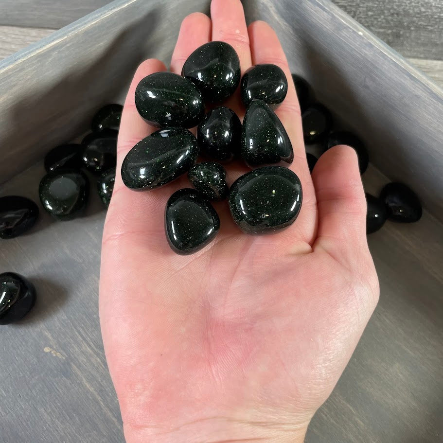 Polished green goldstone stones for metaphysical and crystal shops