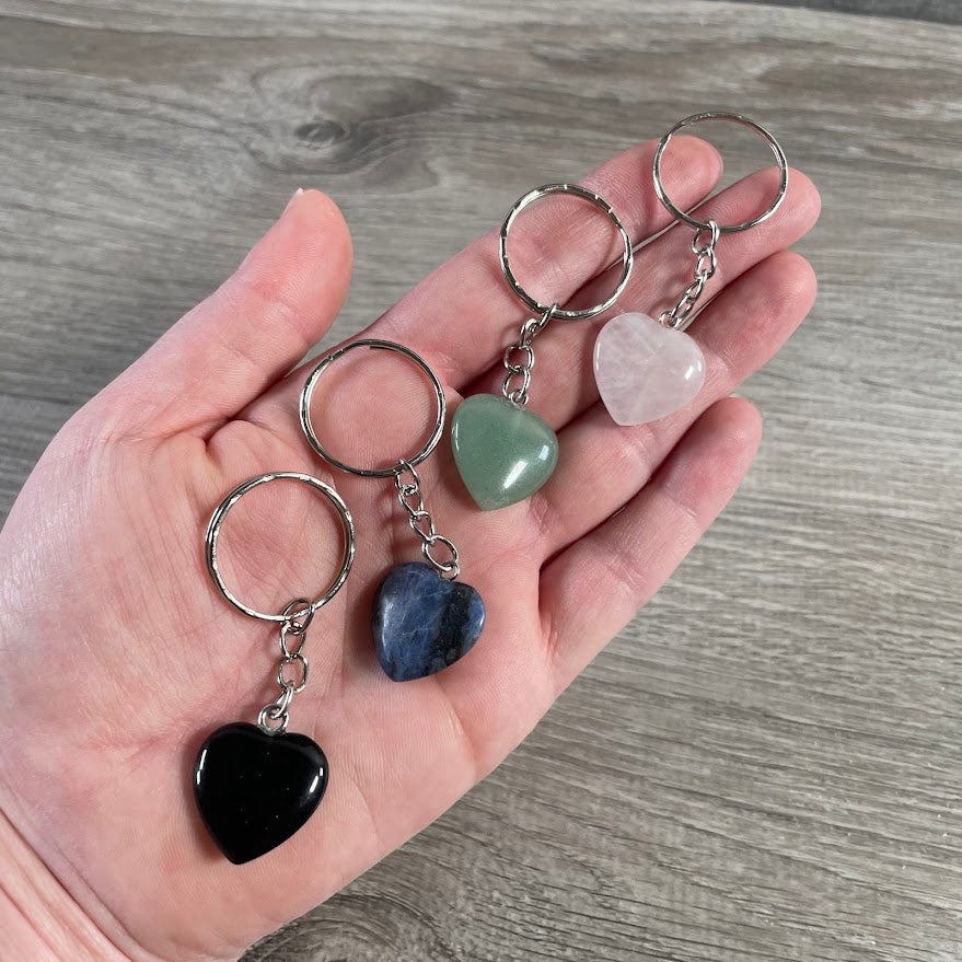 Bulk gemstone heart keychains for metaphysical shops