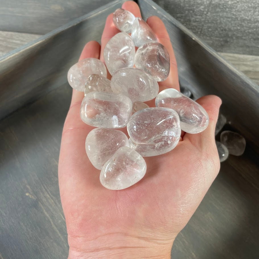 Clear Quartz Tumbled Stones – 1 lb Bulk Lot Wholesale