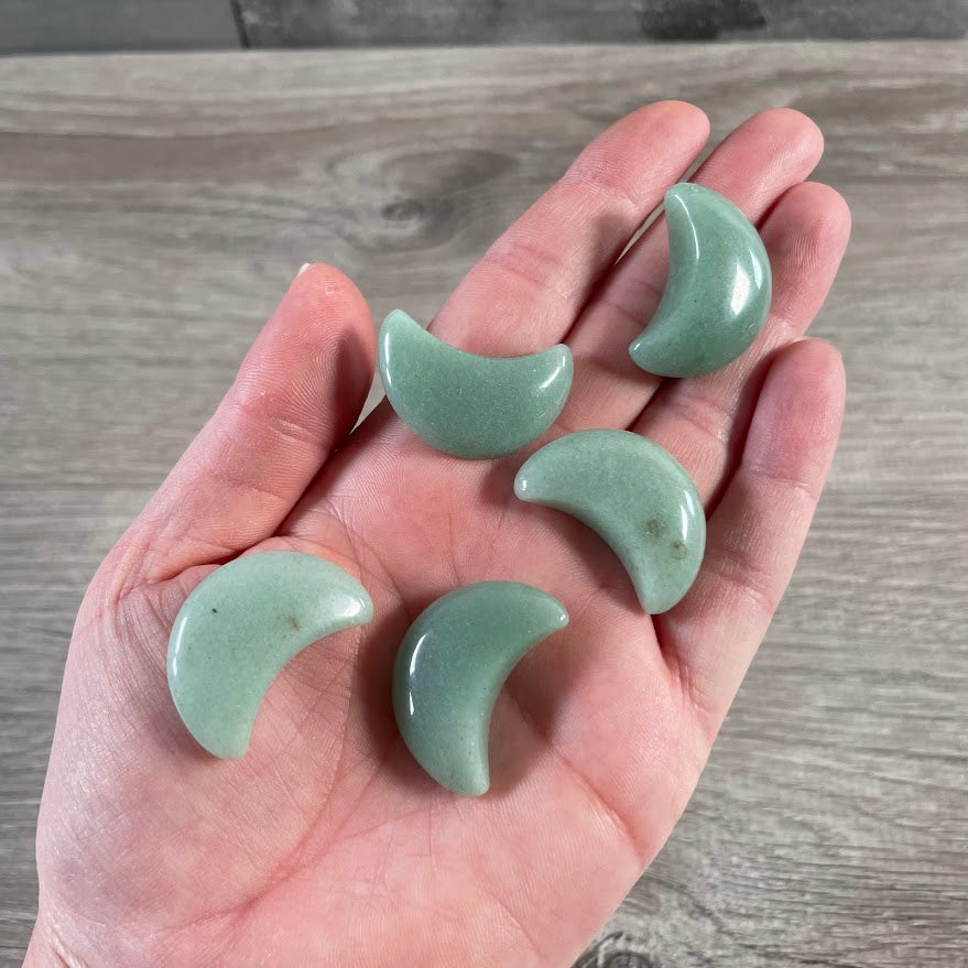 aventurine crystal moon charm for metaphysical shops