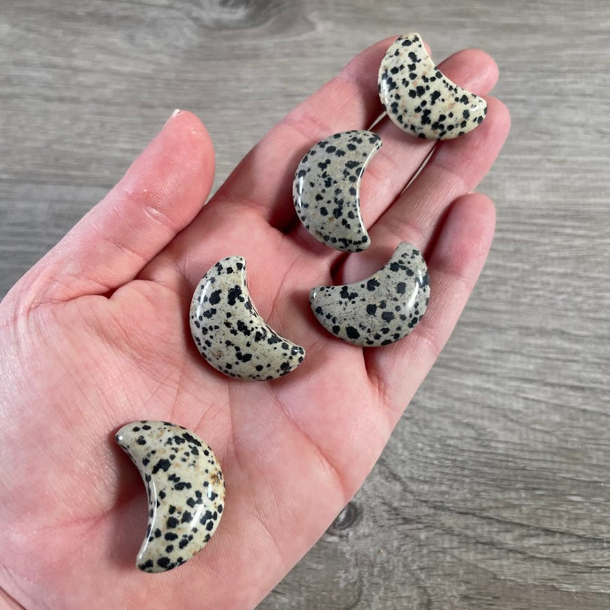 Dalmatian jasper crescent moon crystal carving wholesale