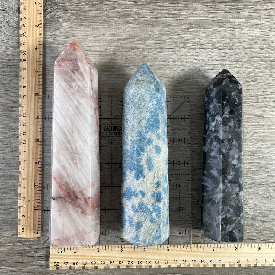 Hand-carved gemstone obelisk towers Madagascar