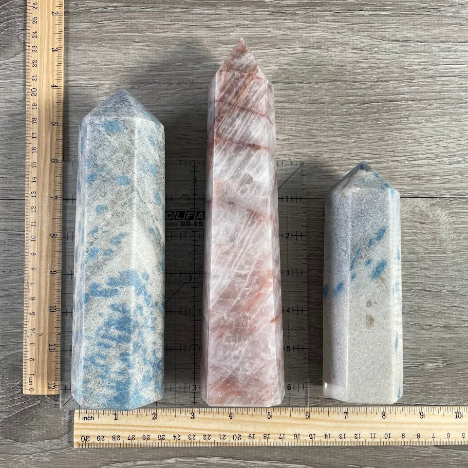 large assorted Madagascar gemstone obelisks in bulk lot