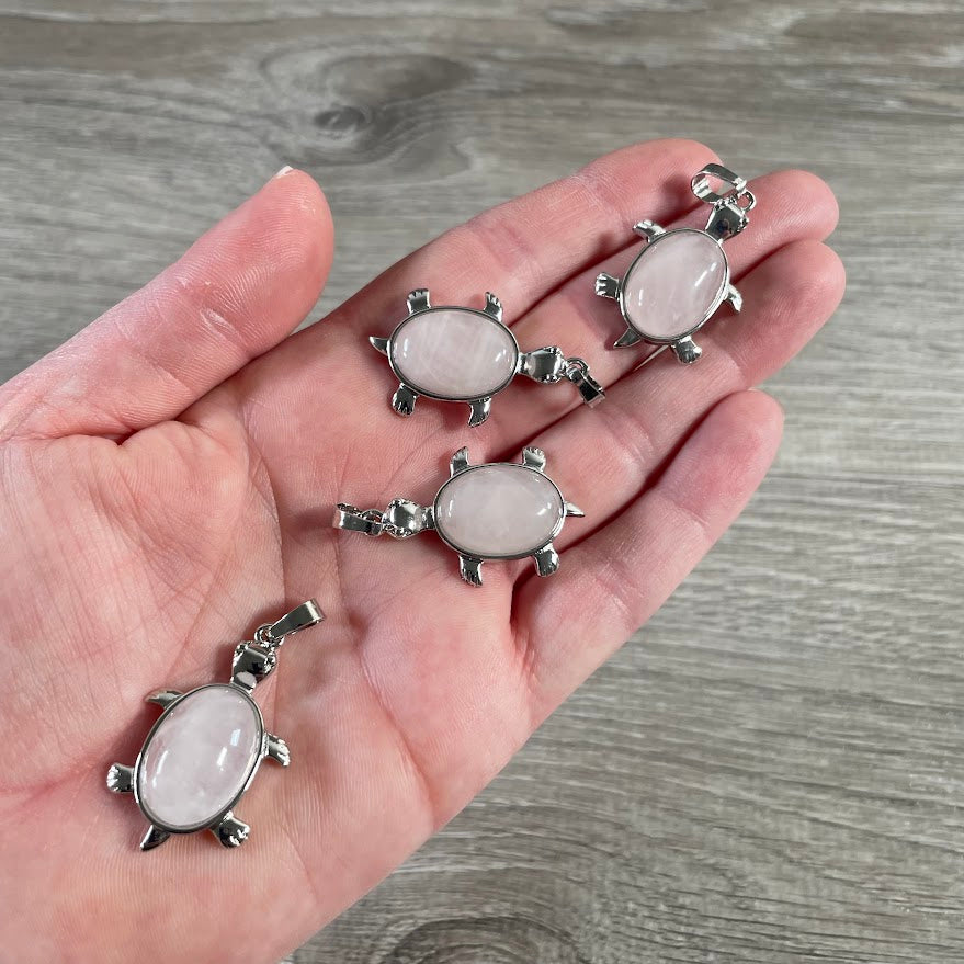Rose Quartz Gemstone Turtle Jewelry for Retail gift shops