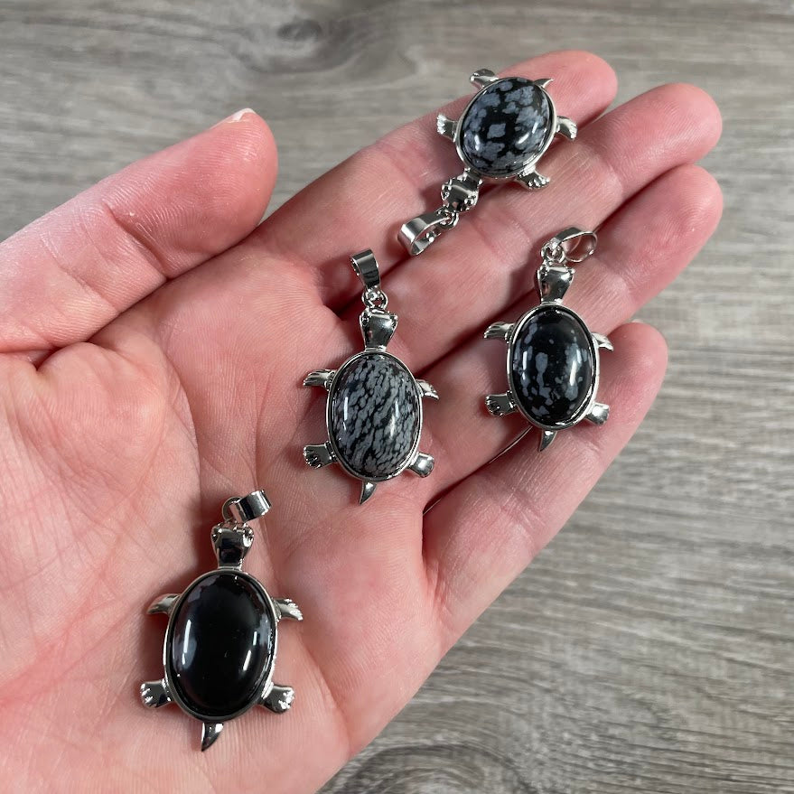 Snowflake Obsidian Turtle Pendant wholesale