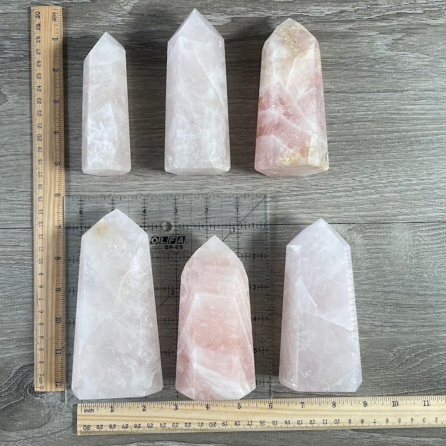 Madagascar rose quartz obelisks for metaphysical shops