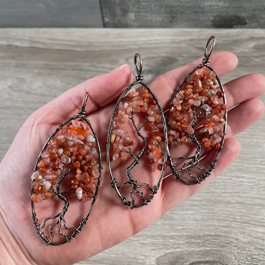 carnelian bronze wire tree of life pendant wholesale