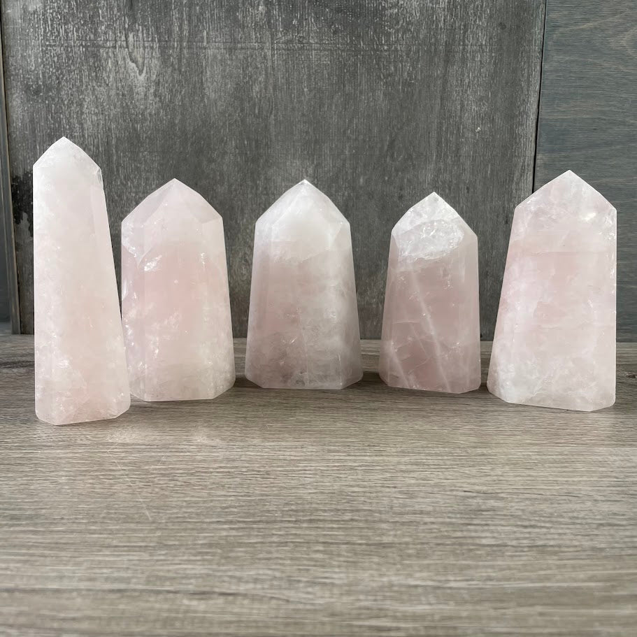 Bulk Rose Quartz obelisks for metaphysical stores