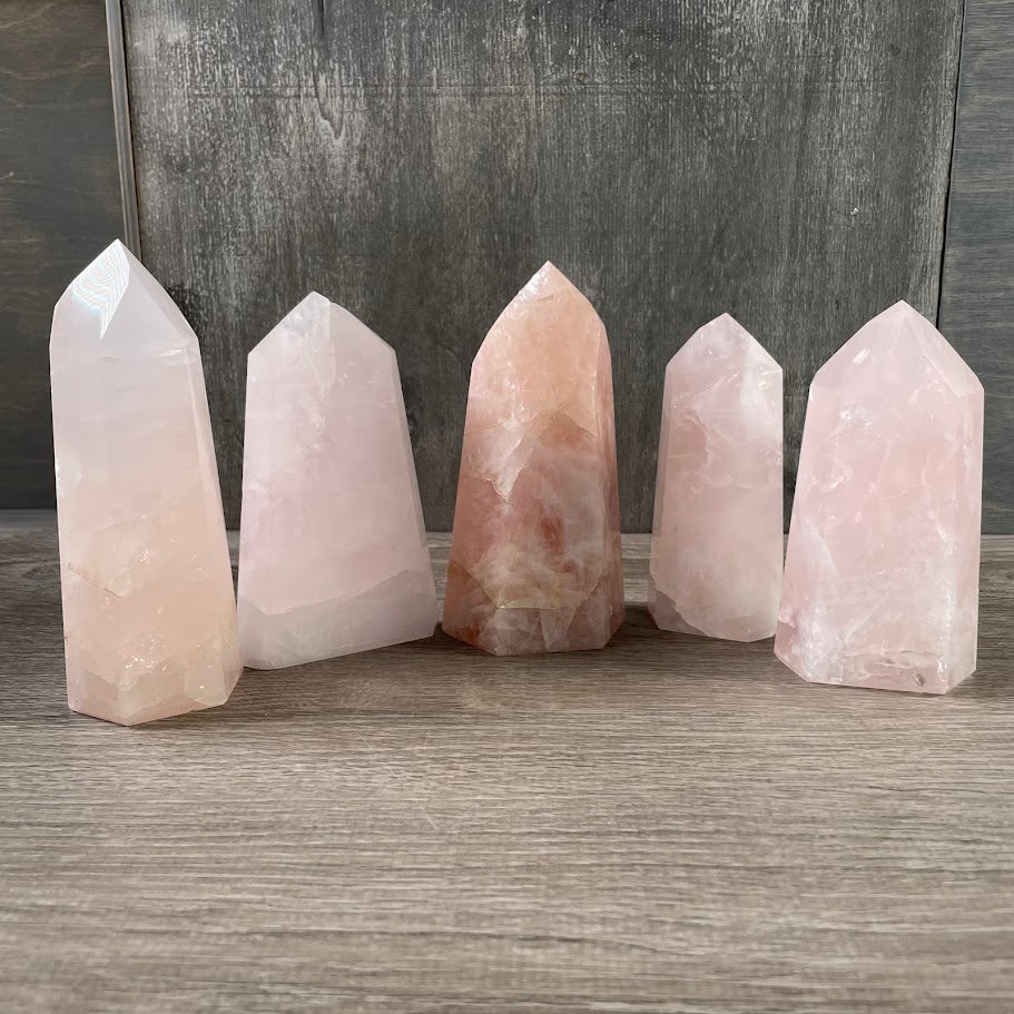 Pink Natural Gemstone Obelisks by the lot