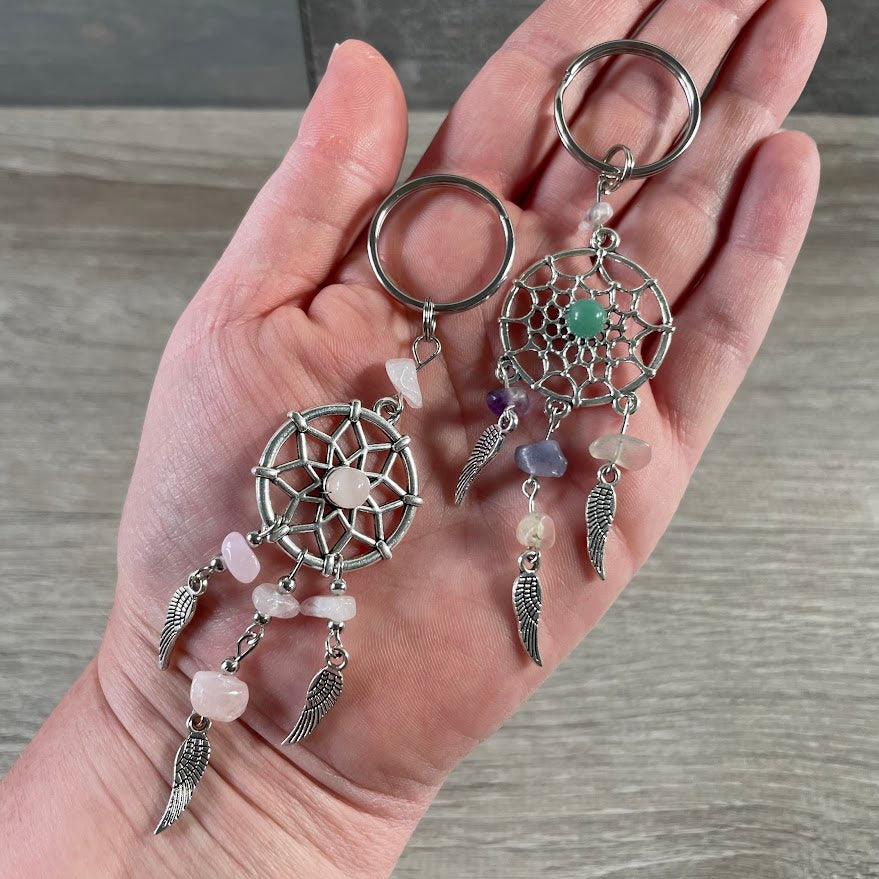Wholesale gemstone dreamcatcher keychains boho spiritual gift