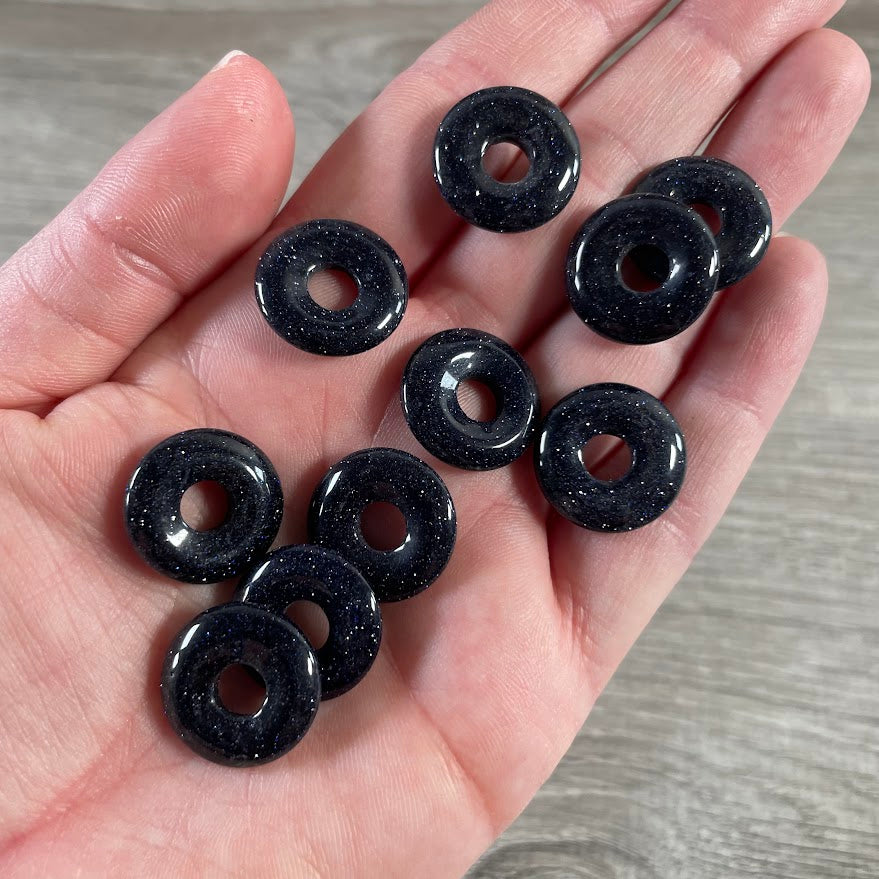 blue goldstone healing crystal donut pendant jewelry supply