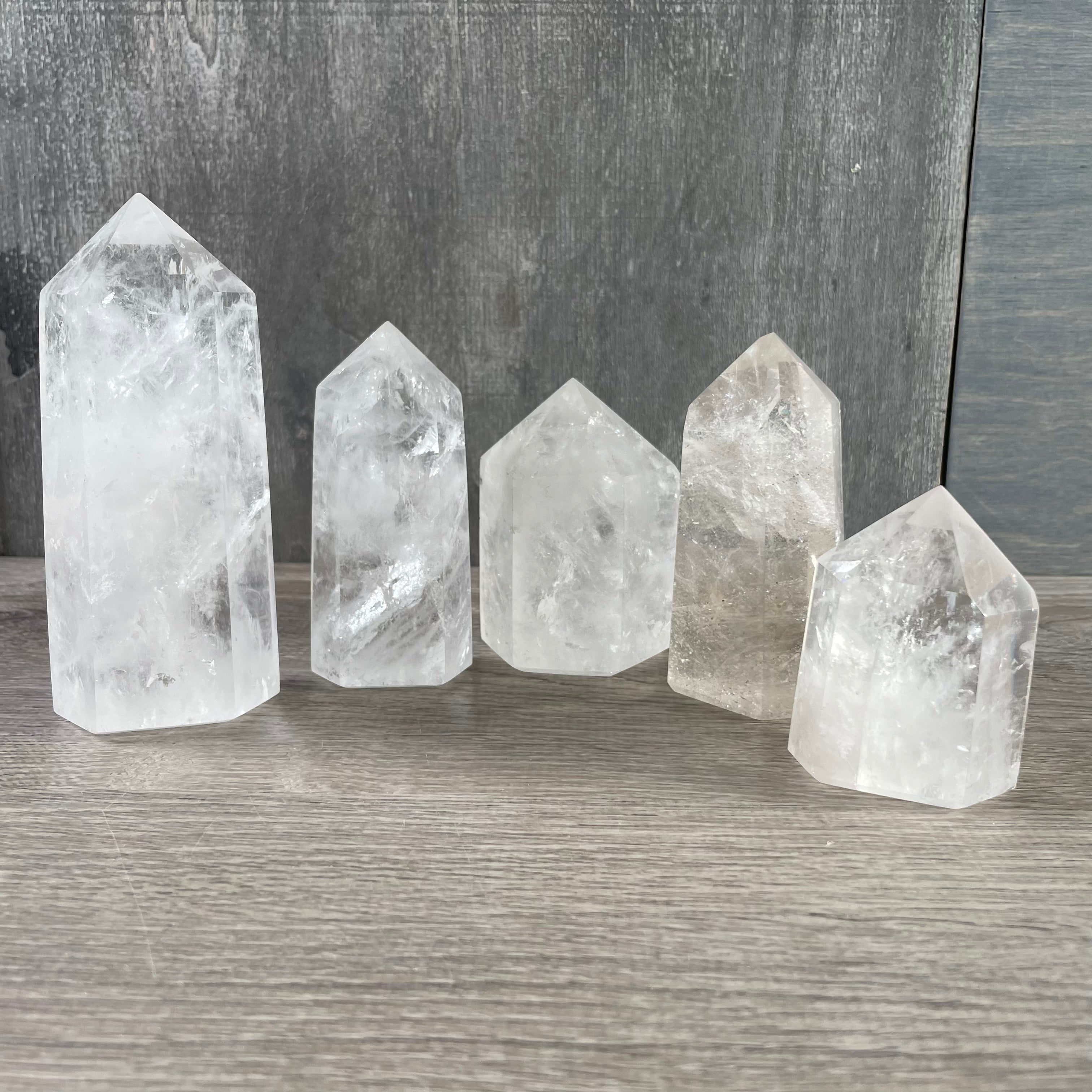 clear quartz bulk set of 5 obelisk for home decor