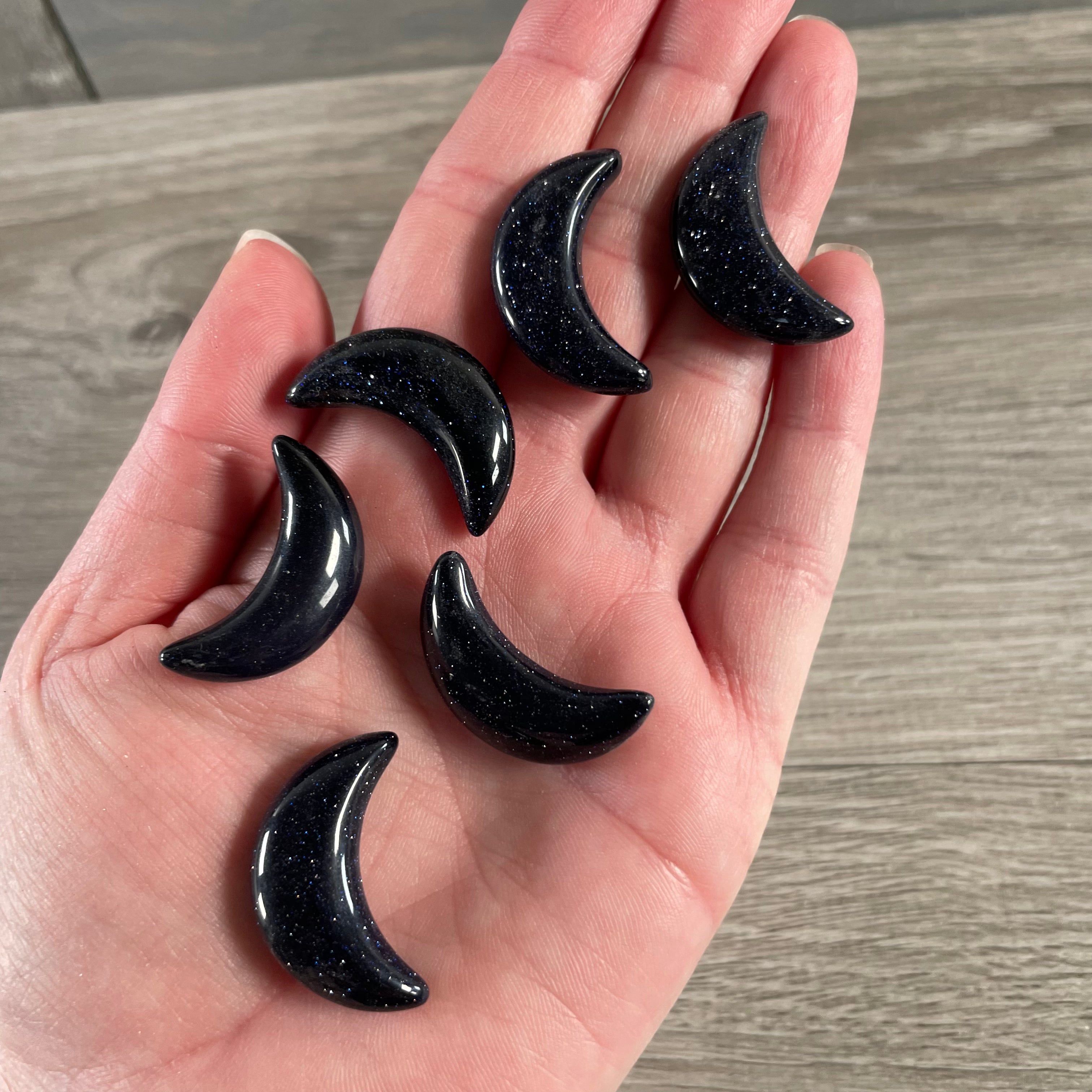 Blue goldstone crescent moons for new age shops