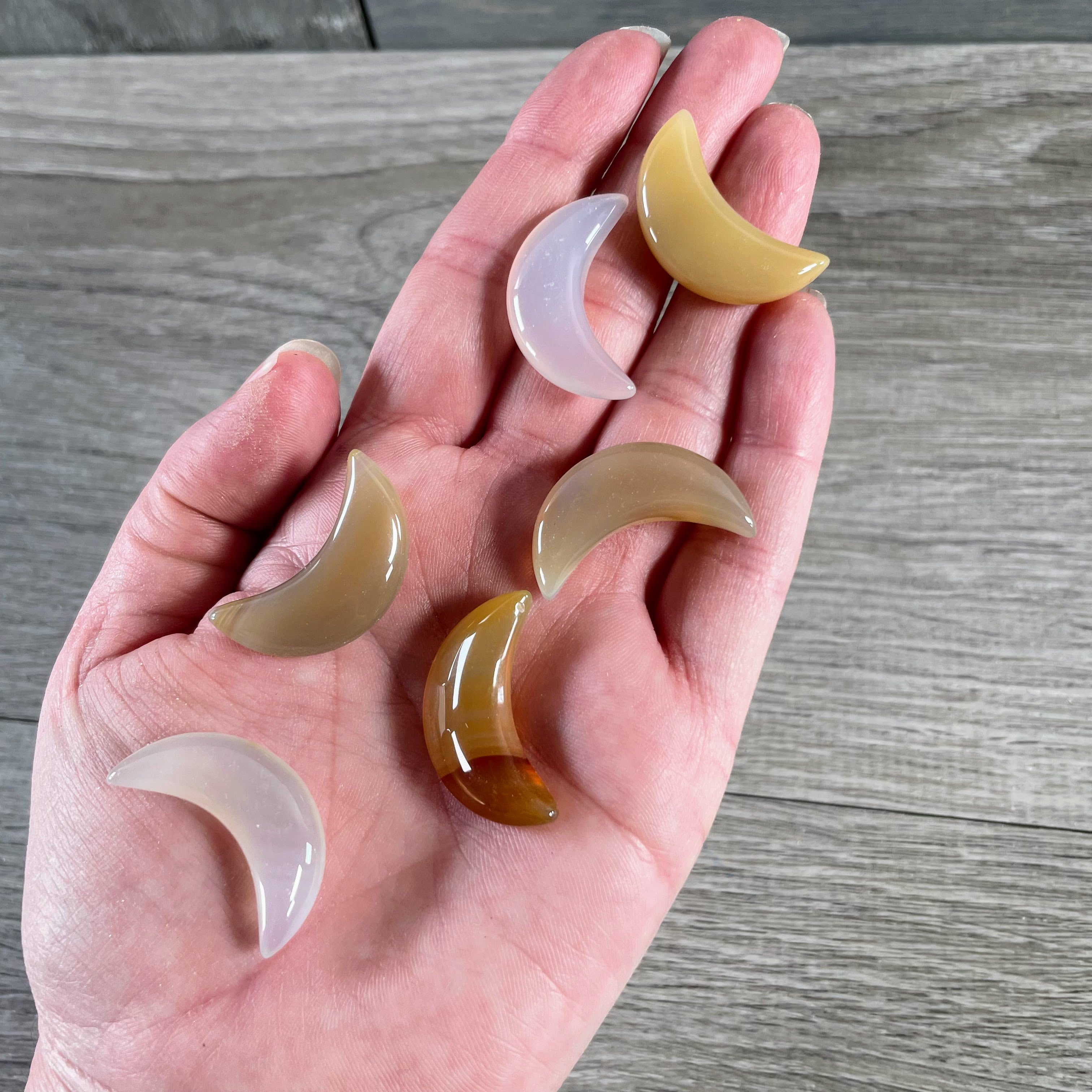 Agate crescent moons for resale