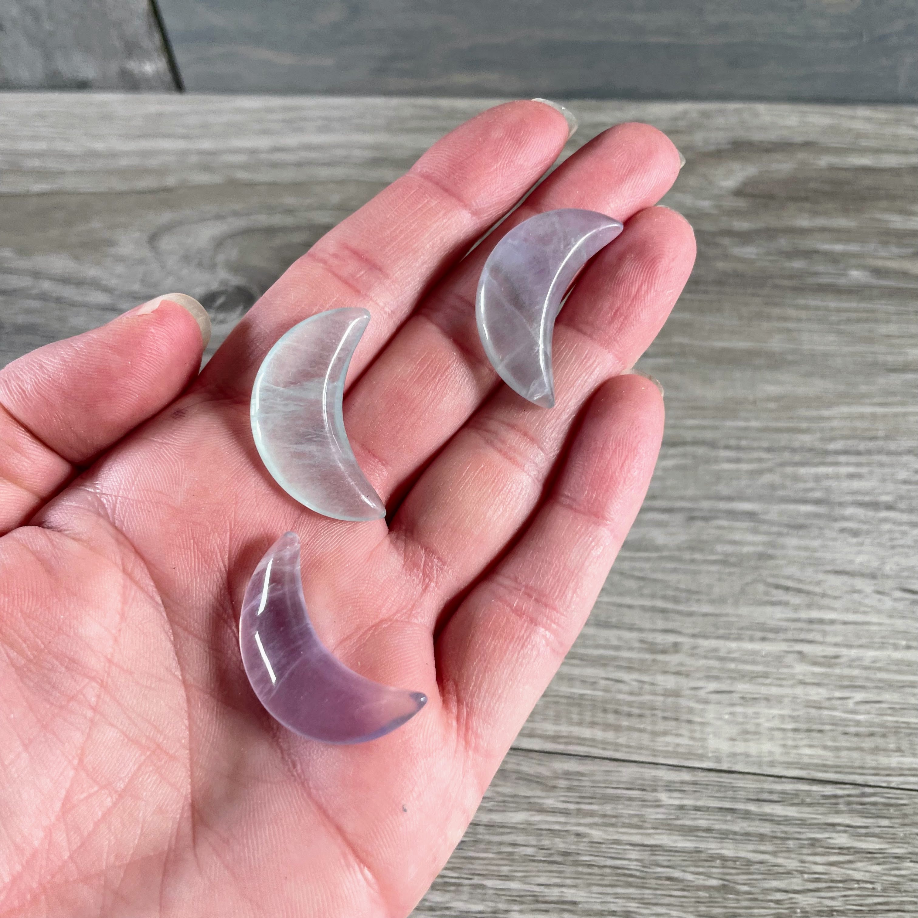 Fluorite moons for jewelry crafters