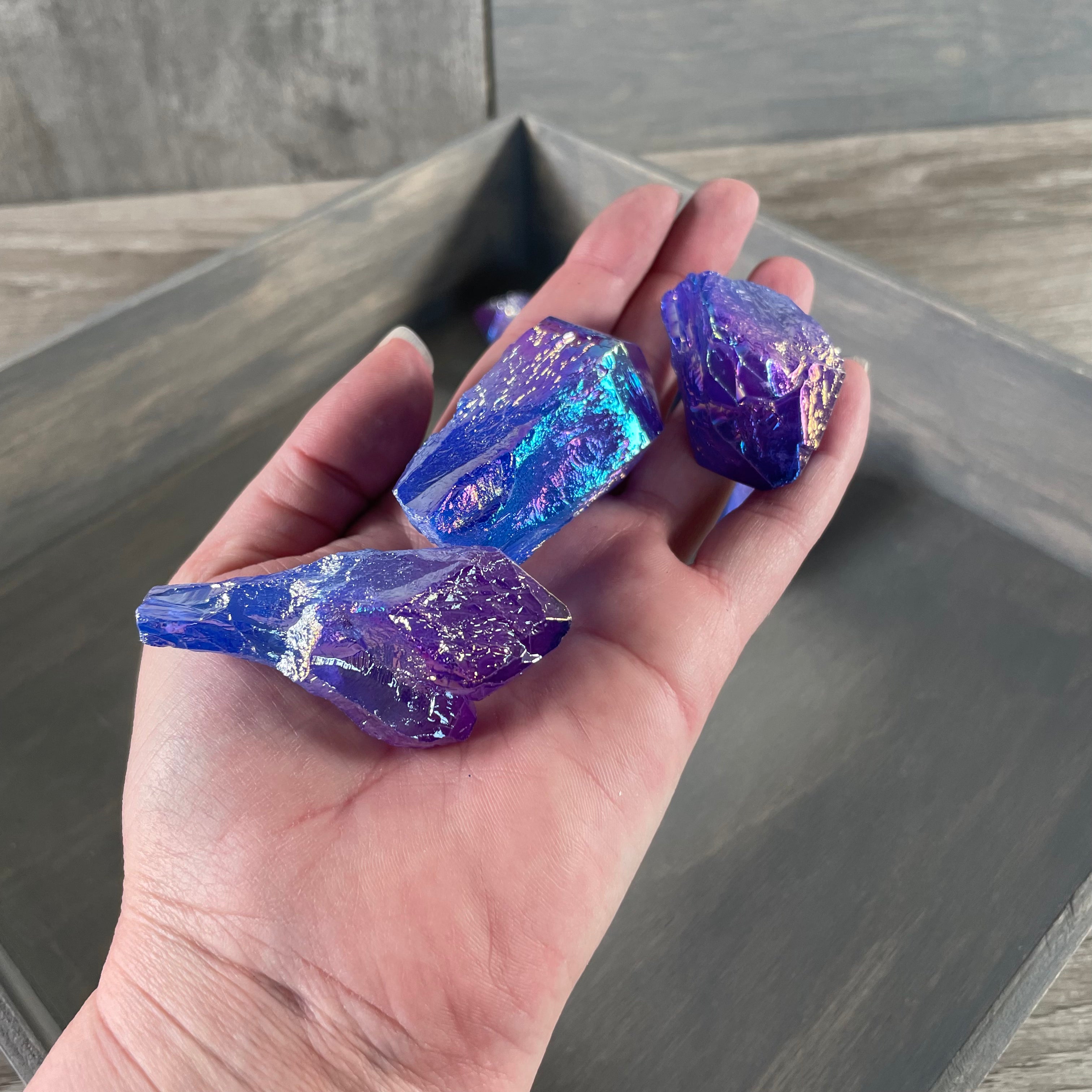 Bulk rough aura-coated healing stones for retailers