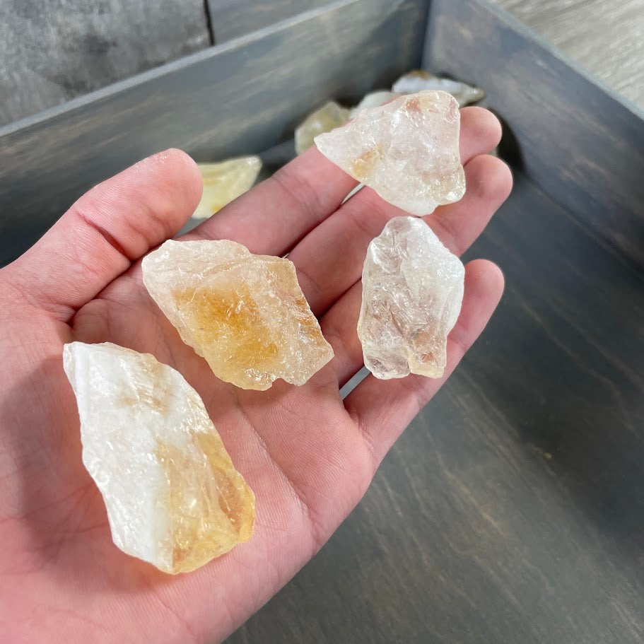 Raw Citrine rough stones in a bulk 1LB lot for resale