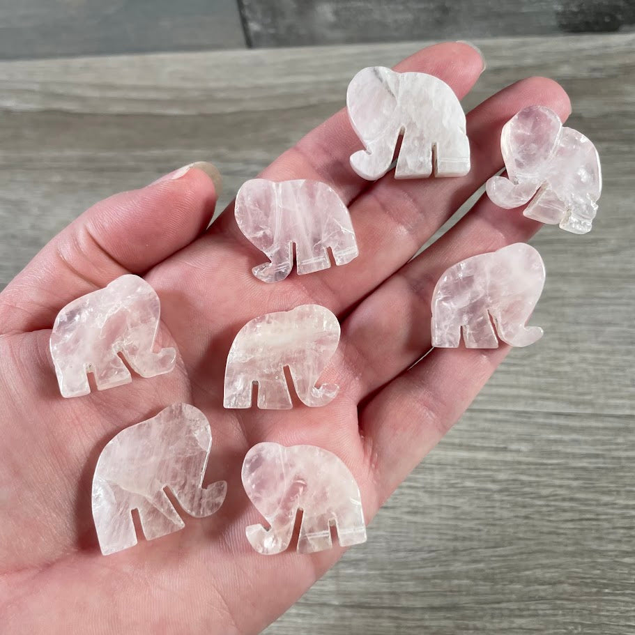 gemstone elephant figurine wholesale rose quartz