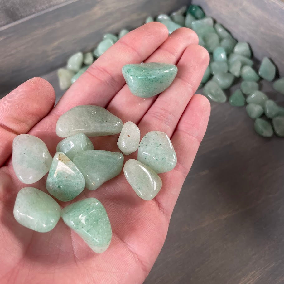 Green Aventurine tumbled stones wholesale by the pound.