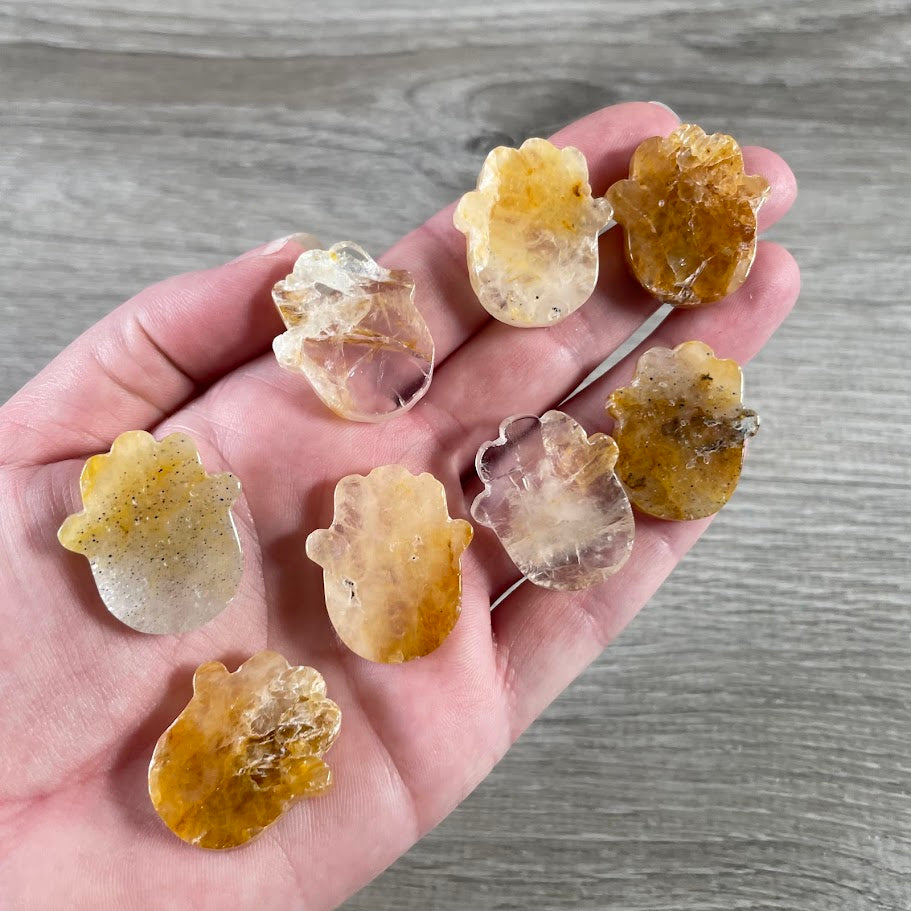 Wholesale Hamsa Hand small crystal figurine for retailers golden healer
