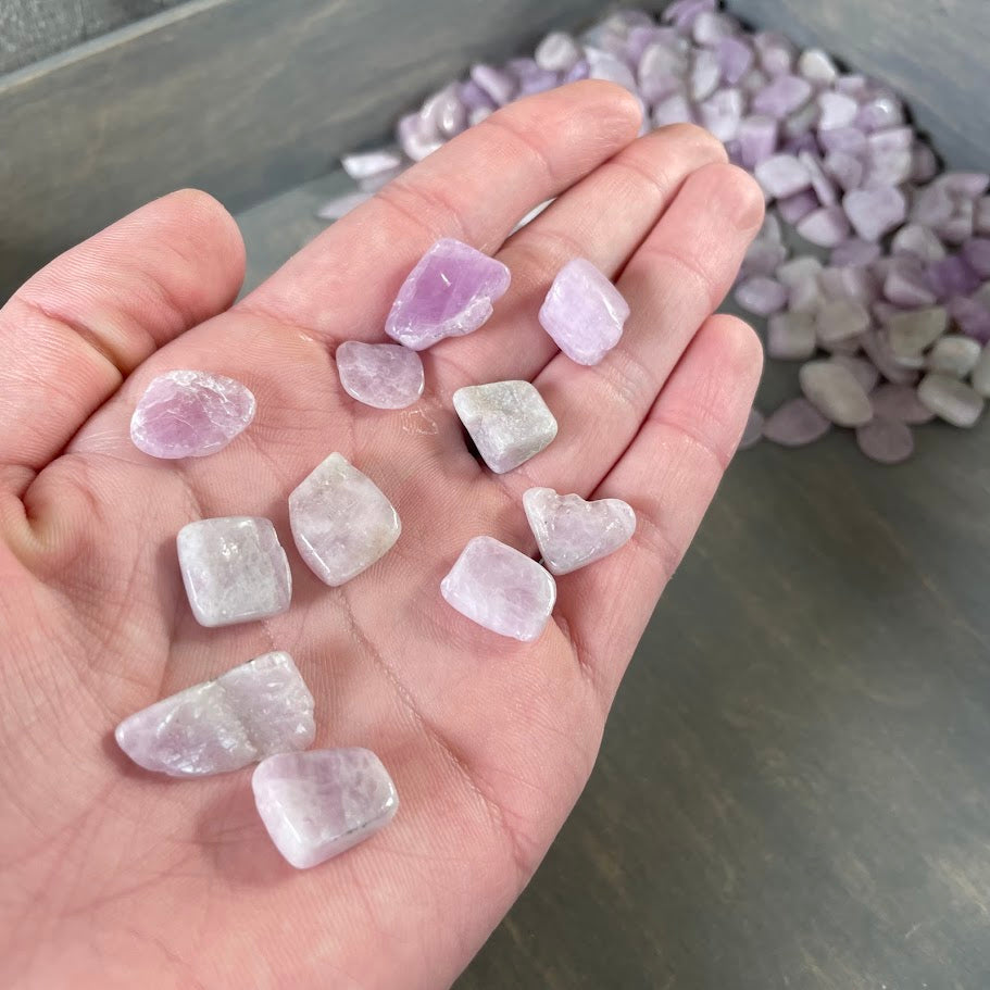 Kunzite tumbled stones bulk 1 LB lot for wholesale