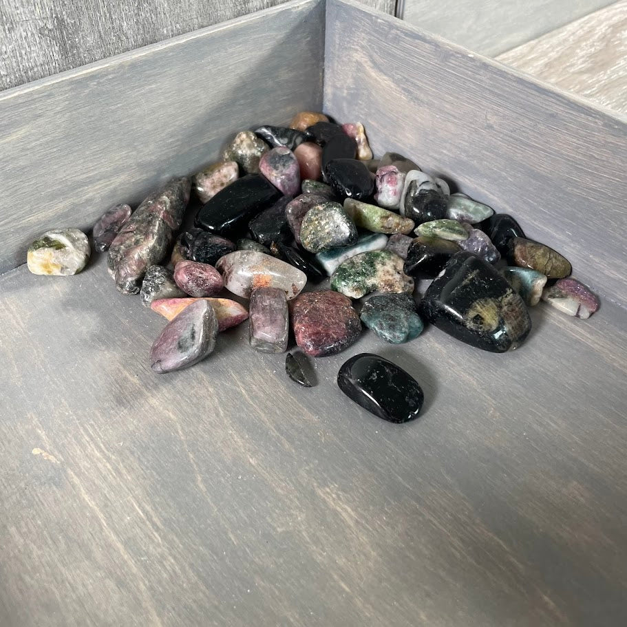 Multi-Color Tourmaline Tumbled Stones – 1LB Bulk Lot