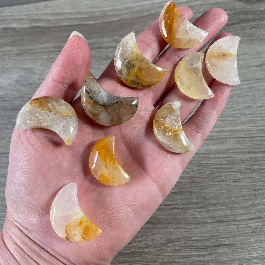 Bulk gemstone crescent moons for resale golden healer