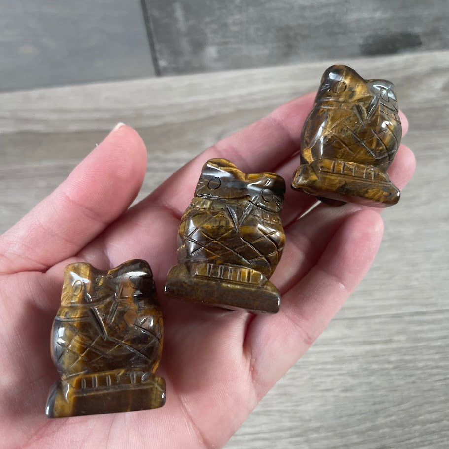 tiger eye crystal owl figurine wholesale for gift stores