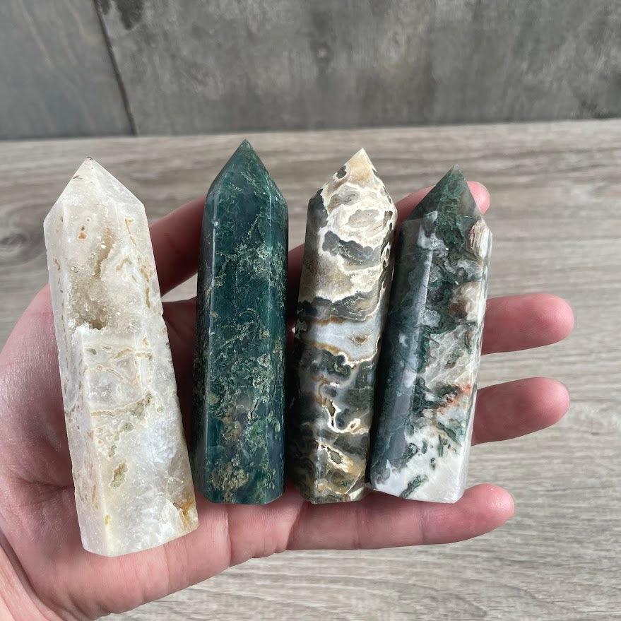 moss agate obelisk bulk purchase