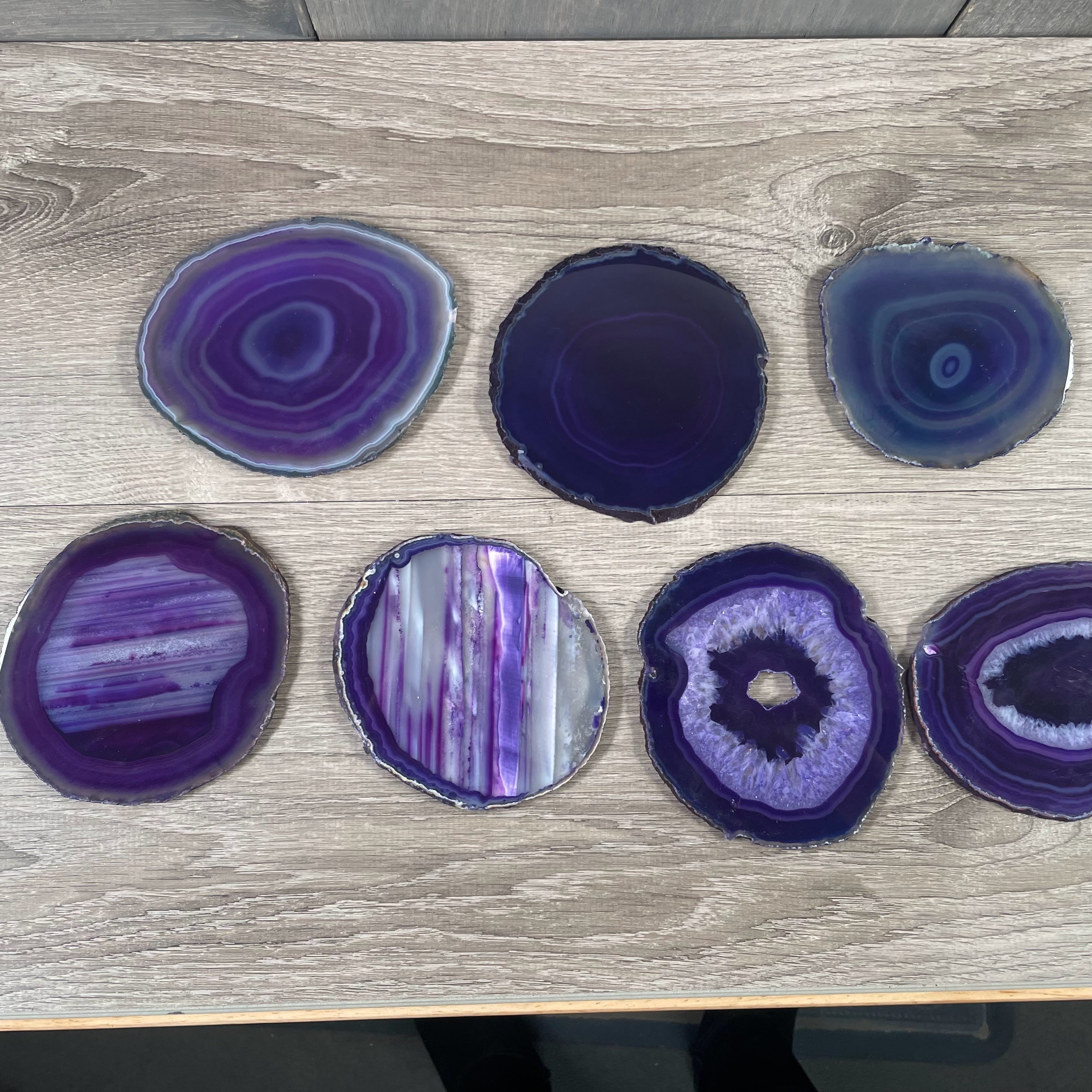 polished agate display for resale