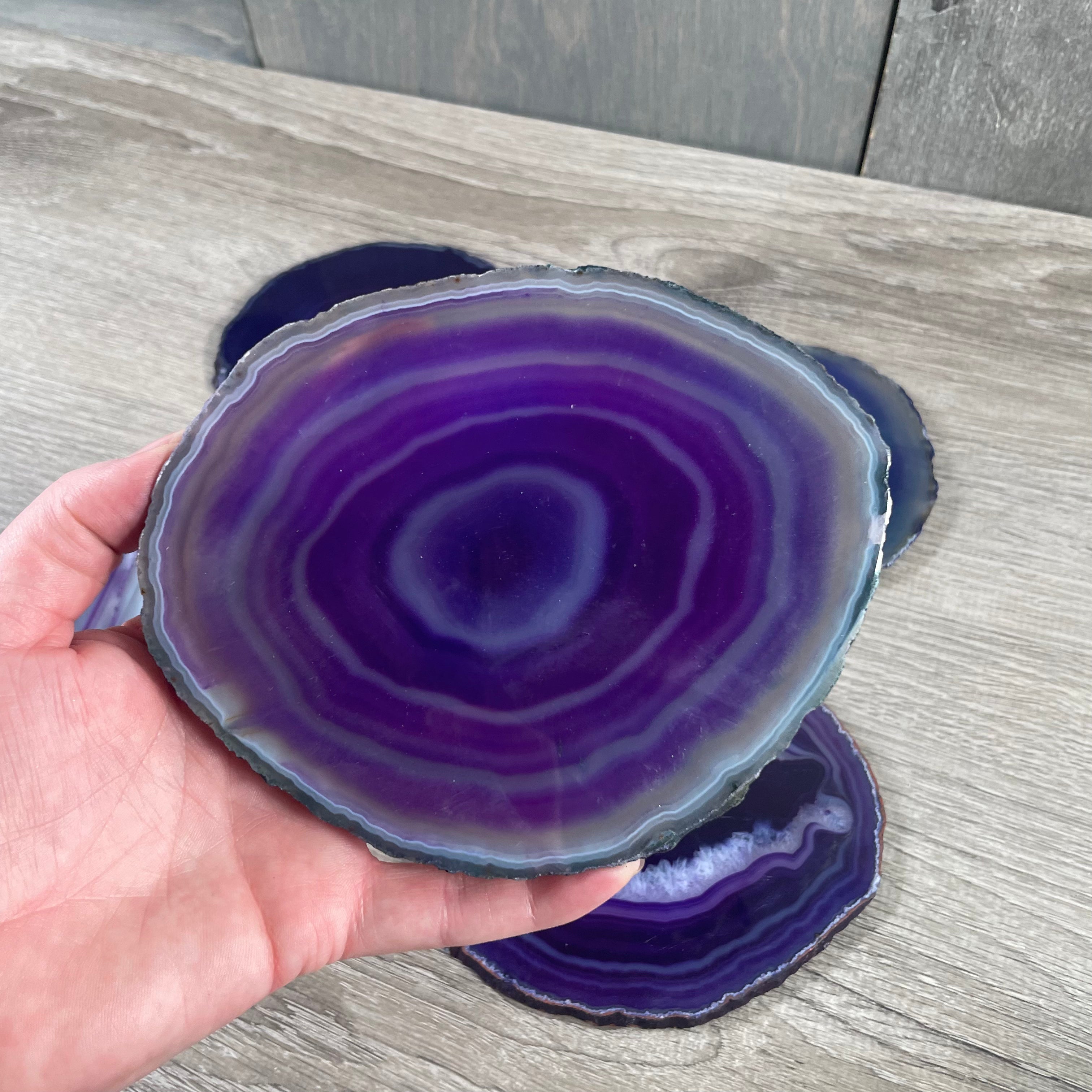 Purple agate slice home decor