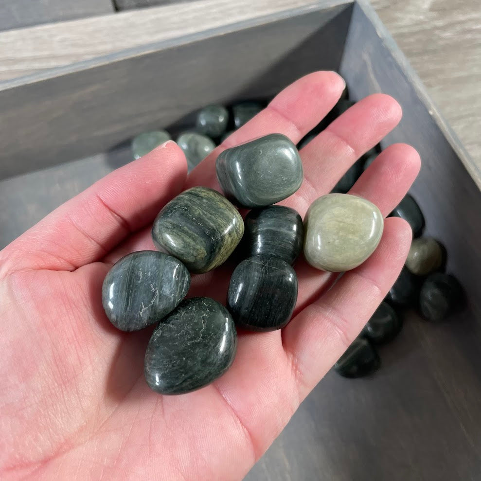 bulk tumbled green hair jasper healing crystals