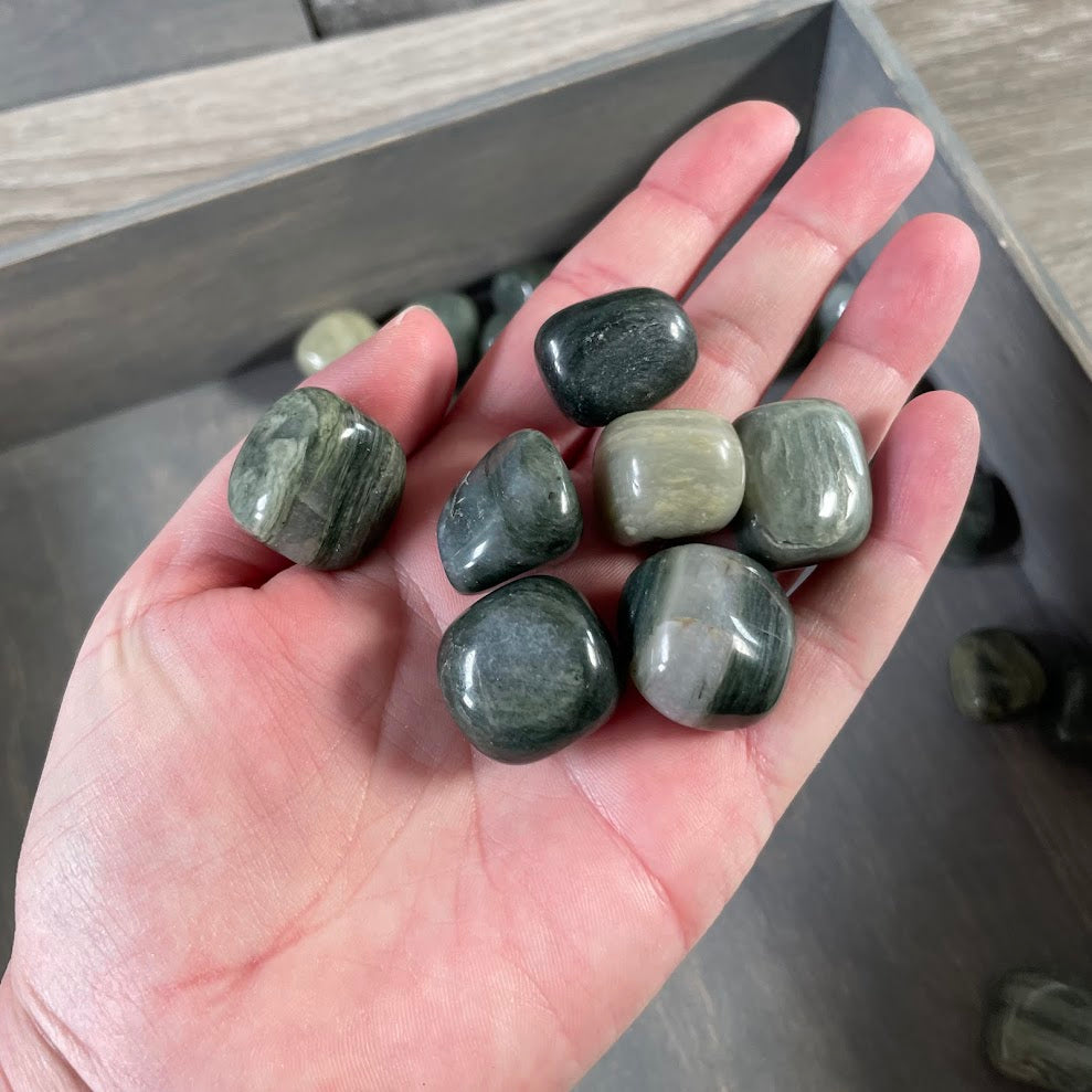 Green Hair Jasper Tumbled Stones Bulk 1lb – Natural Healing Crystal Wholesale Supply