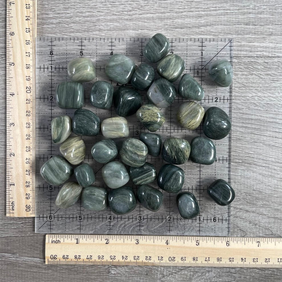 Green Hair Jasper Tumbled Stones Bulk 1lb – Natural Healing Crystal Wholesale Supply