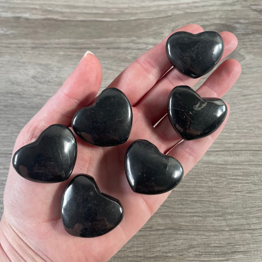 Shungite gemstone heart carvings wholesale