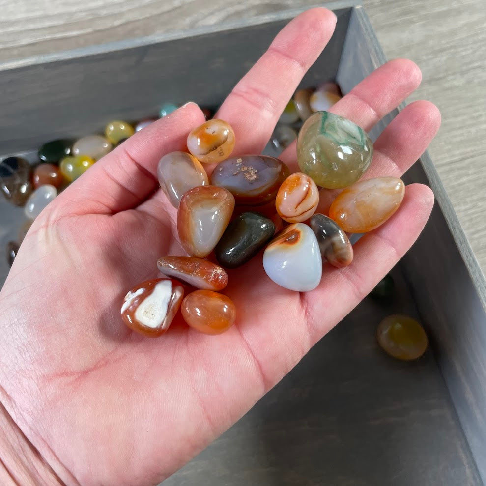 colorful agate tumbled stones bulk 1 lb lot
