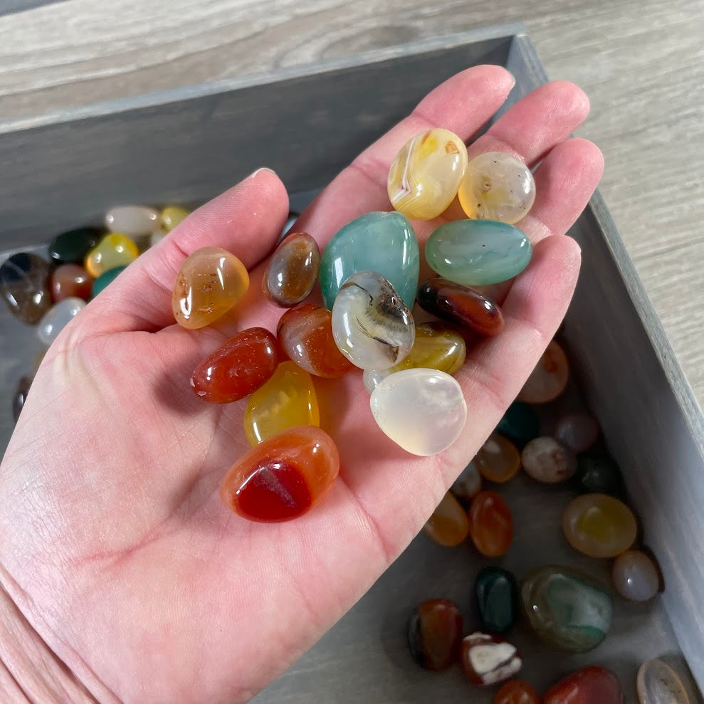 Colorful Agate Tumbled Stones Bulk 1 lb – Polished Healing Crystals Wholesale Lot