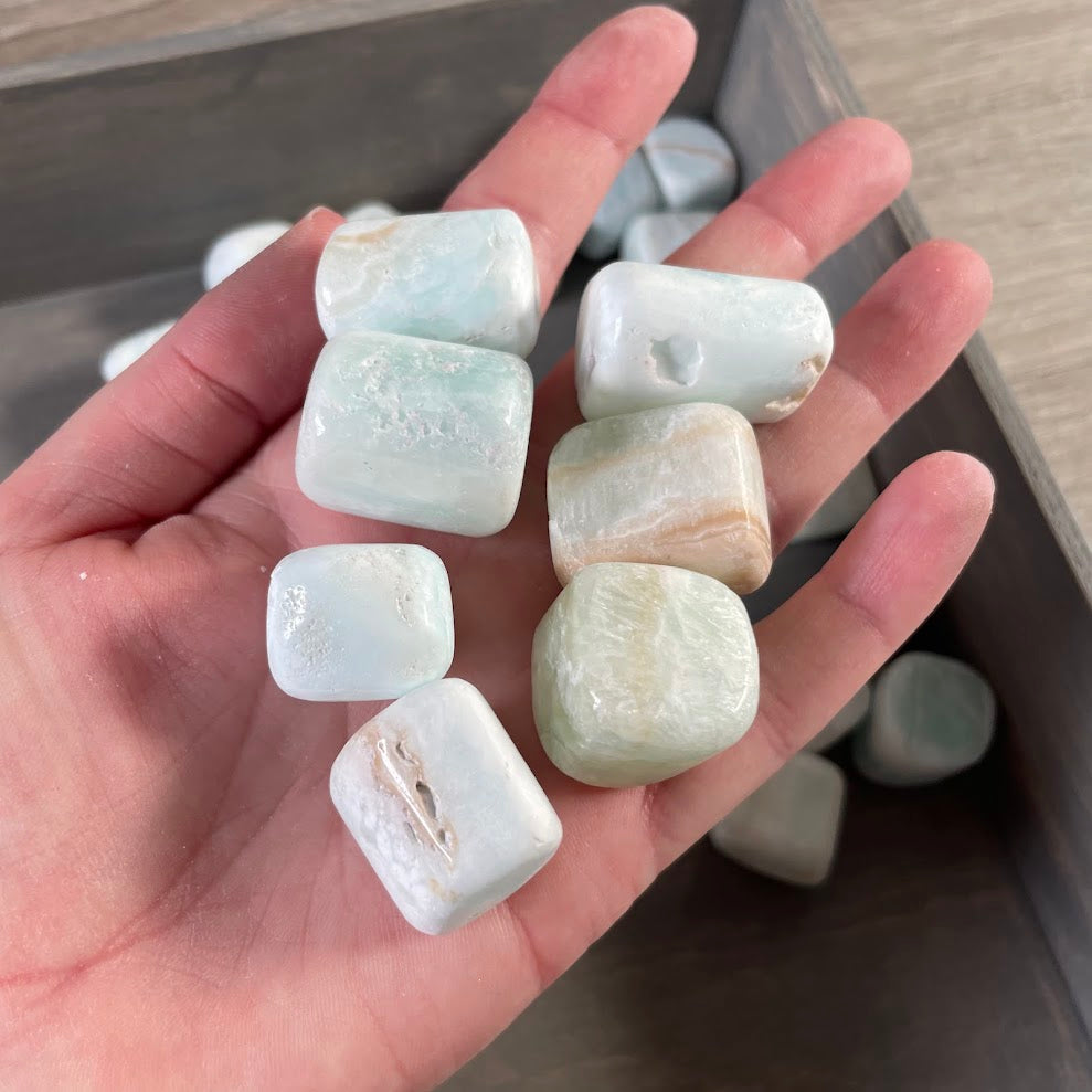 tumbled blue stones for resale display