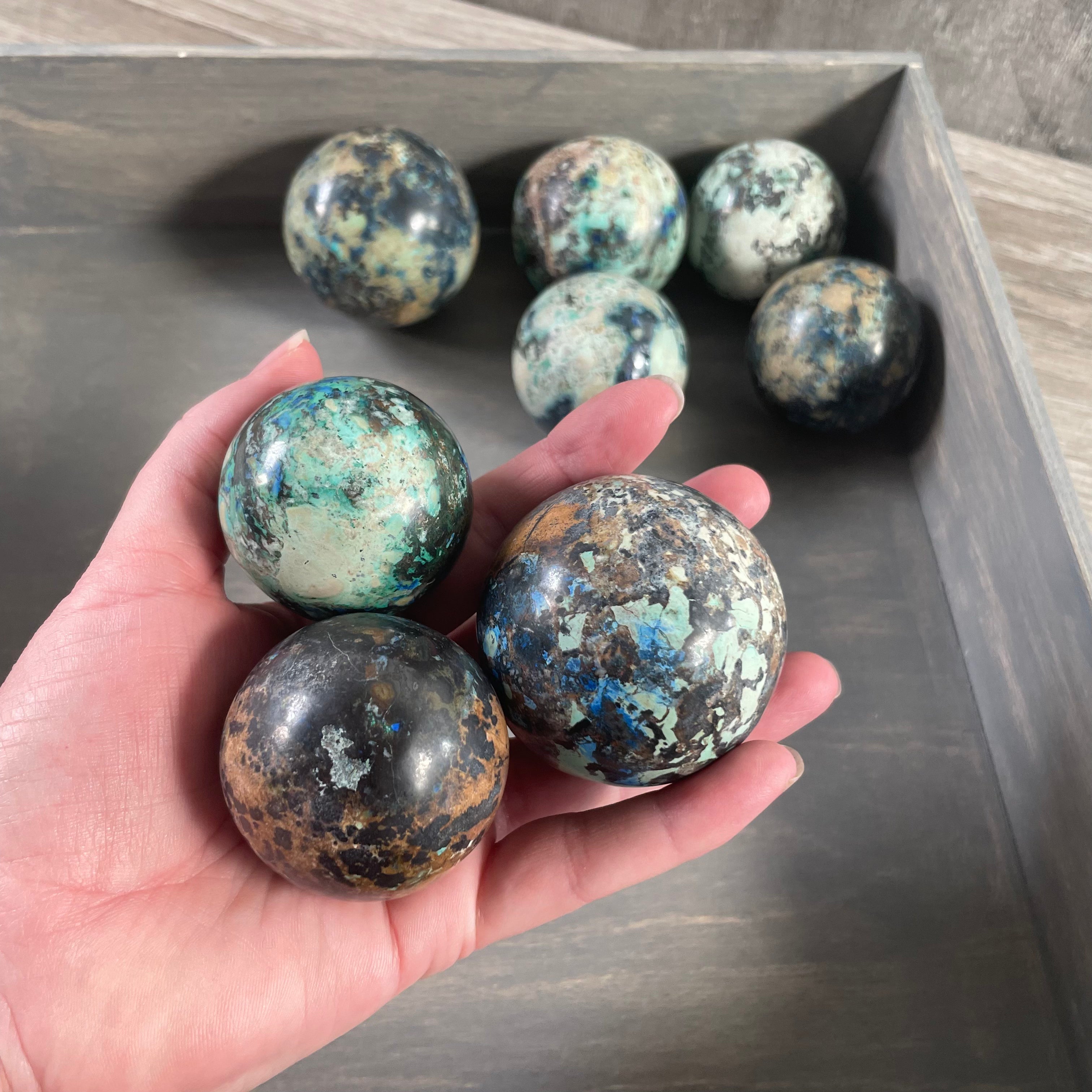 Azurite spheres perfect for crystal collectors