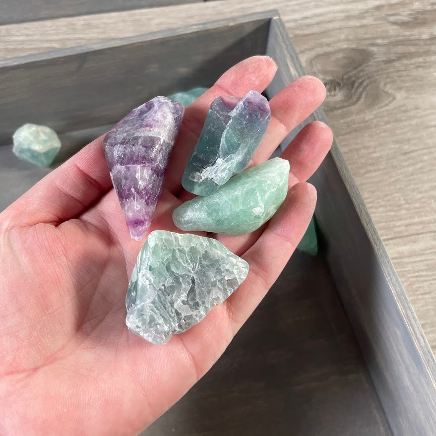 Fluorite semi polished rough chunks for wholesale crystal shops