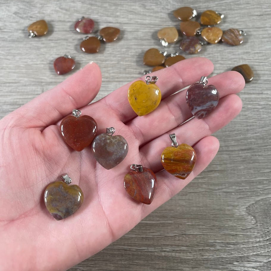 20mm Gemstone Heart Pendants – Bulk Wholesale Jewelry