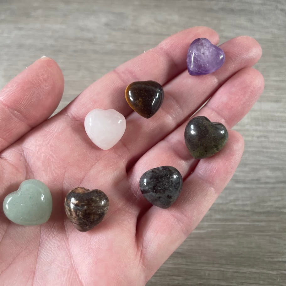 assorted 15mm gemstone puffy heart mini crystal heart for retail