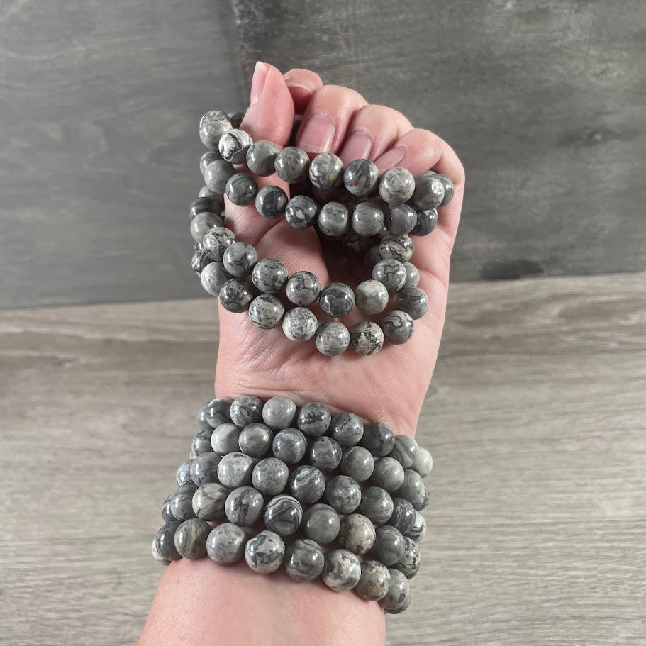 Wavy lace healing beaded bracelet 10mm gemstone jewelry