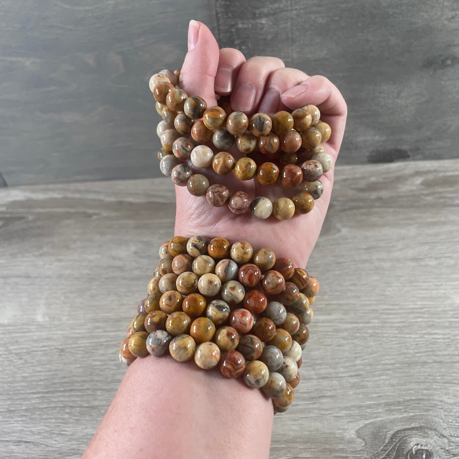 Crazy Lace 10mm gemstone beaded bracelet wholesale crystal jewelry