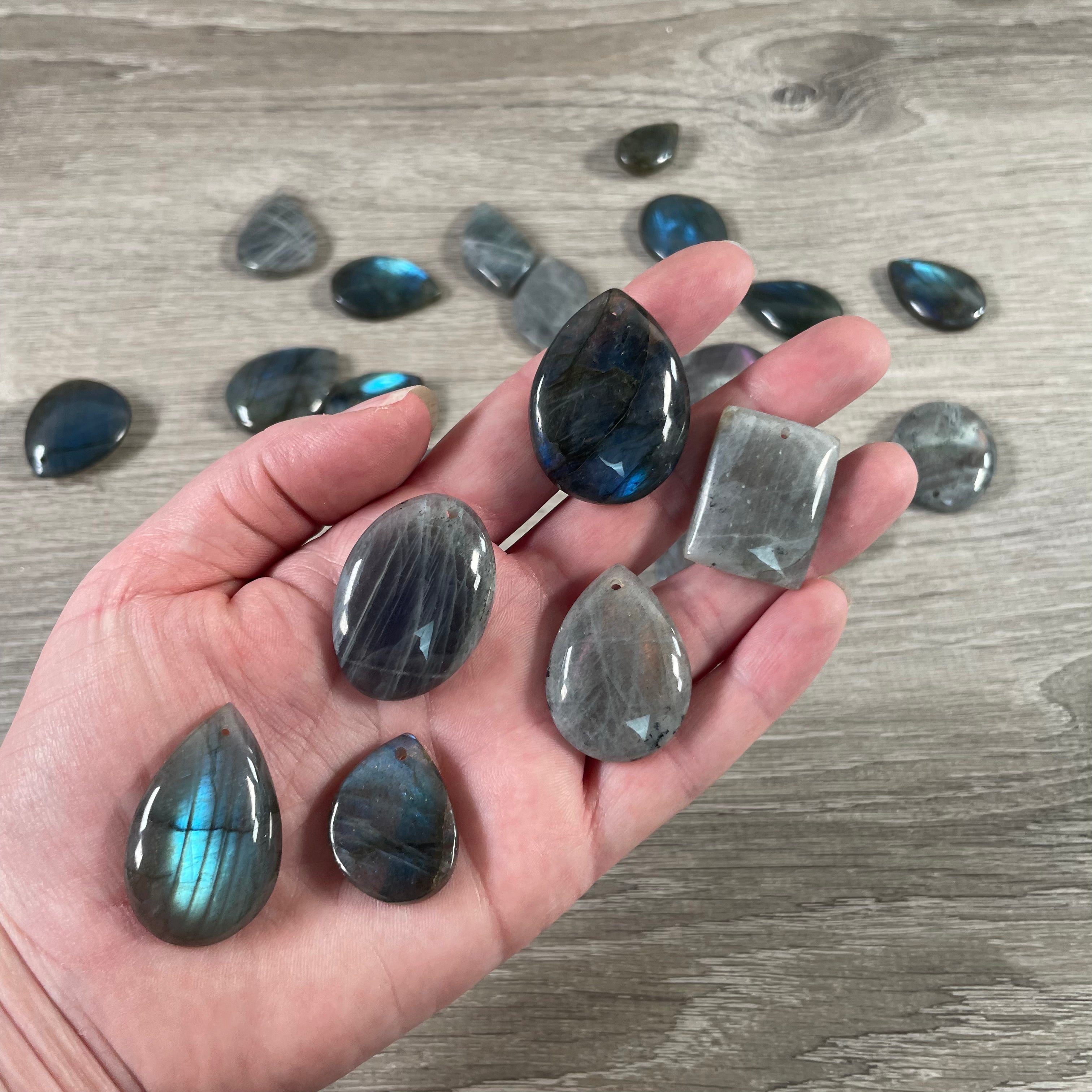 Labradorite front-drilled cabochon bead for jewelry making